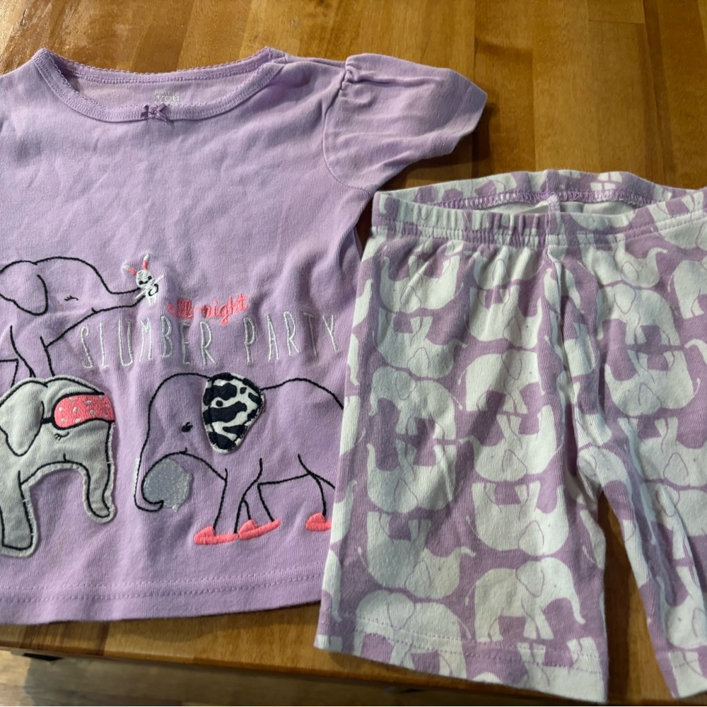Carter's Lavender Elephant Pajama Set - Purple & White - 3T
